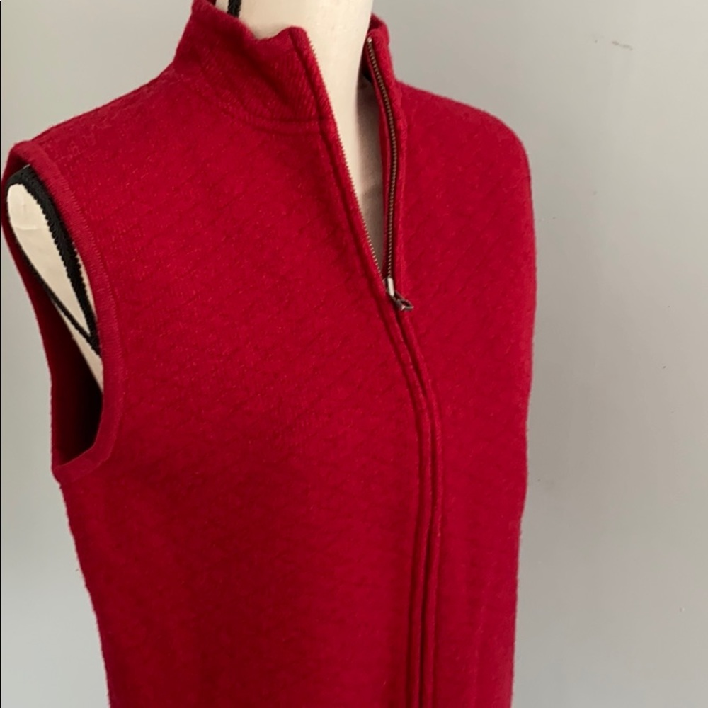 Woolrich wool vest Red full zip quilted front VGUC